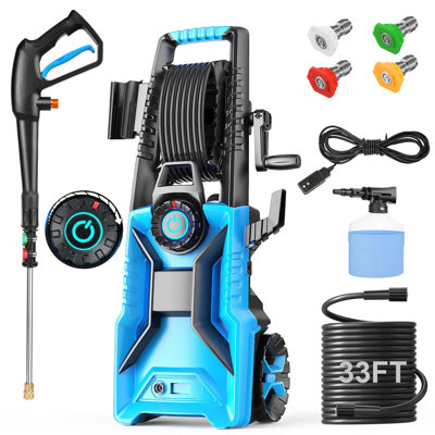 5000PSI Electric Pressure Washer Adjustable Pressure, 4GPM Power Washer Electric Powered with Foam Cannon,4 Nozzle,33FT Hose and Soap Bottle for Home/Cars/Fences (Light Blue)