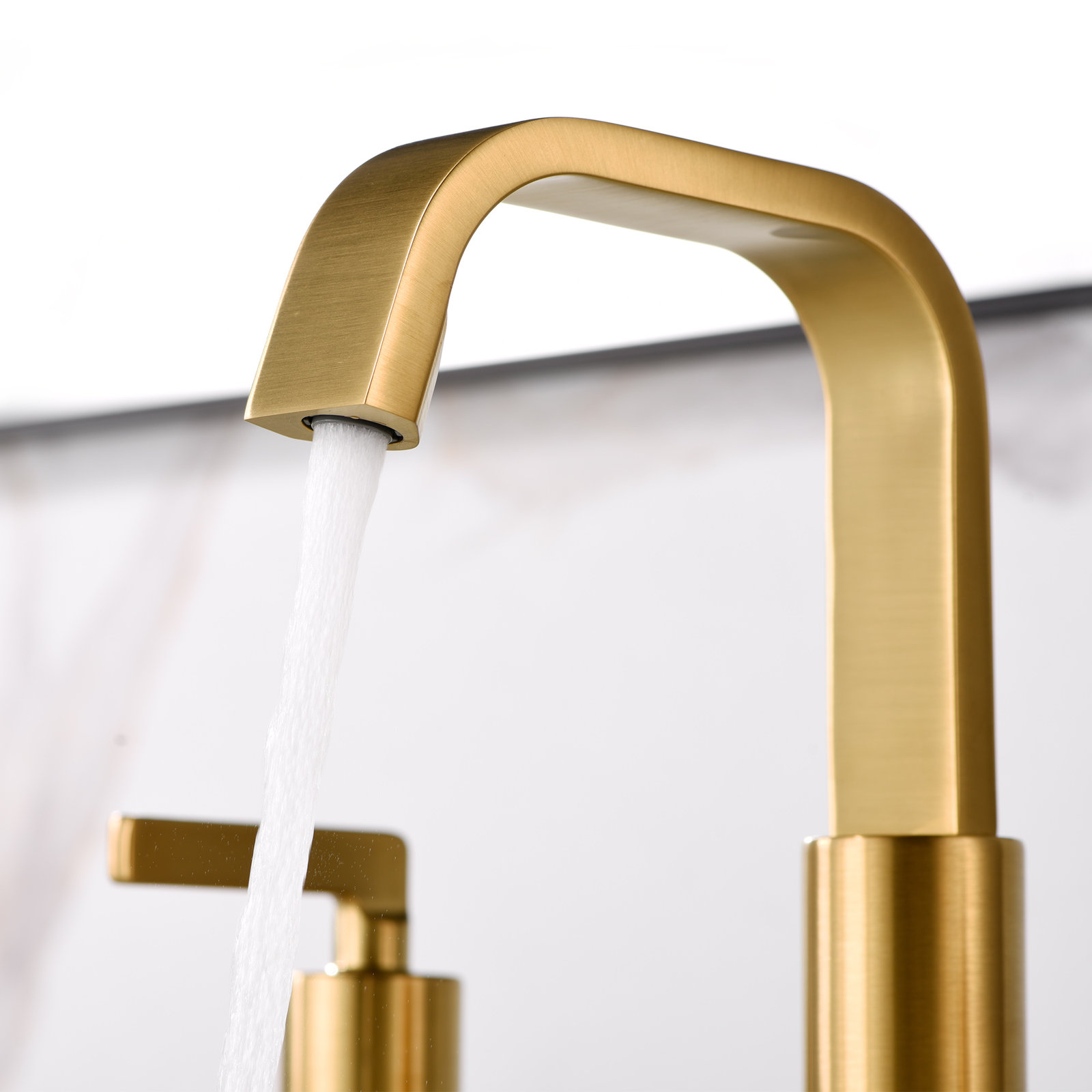 Widespread Bathroom Faucet with Drain Assembly, Brushed Gold