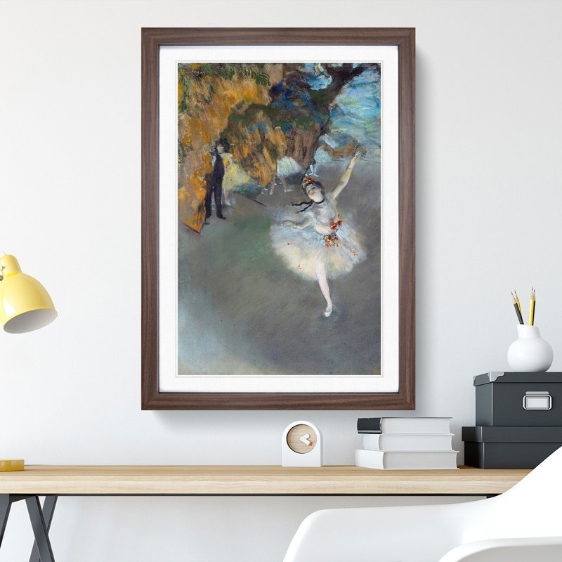 The Star Ballet Ballerina Dancer by Edgar Degas - Picture Frame Painting, 36cm H x 27cm W x 2cm D, Walnut Framed