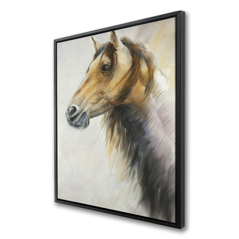 Wild Horse Grey Bedroom Framed Canvas | Home Decor Art