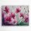 Art mural en métal beige botanique fuchsia