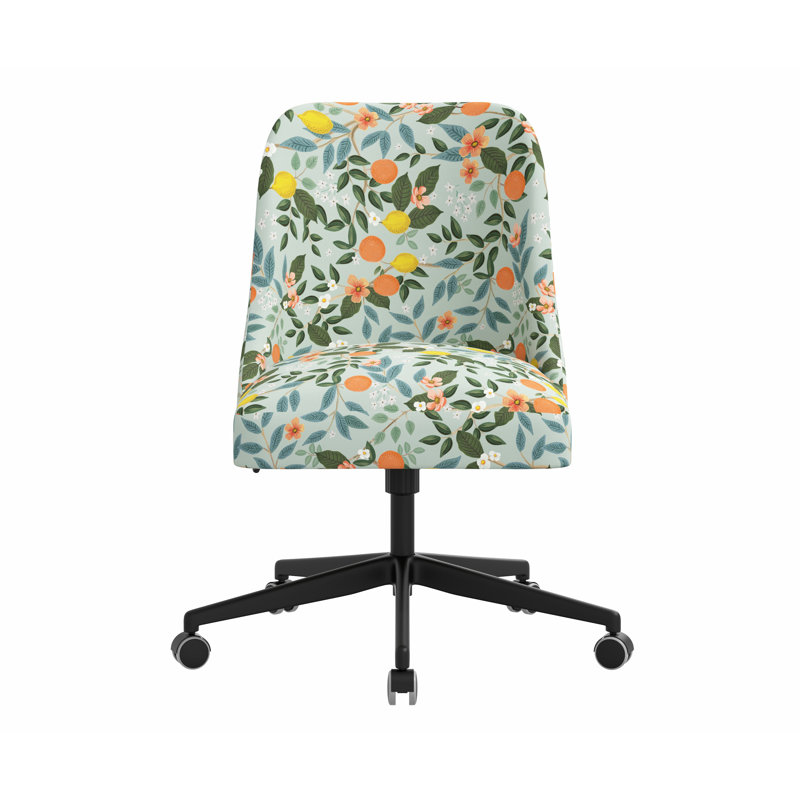 Chaise de bureau Brynn, Lin menthe RPC Citrus Grove, Noir
