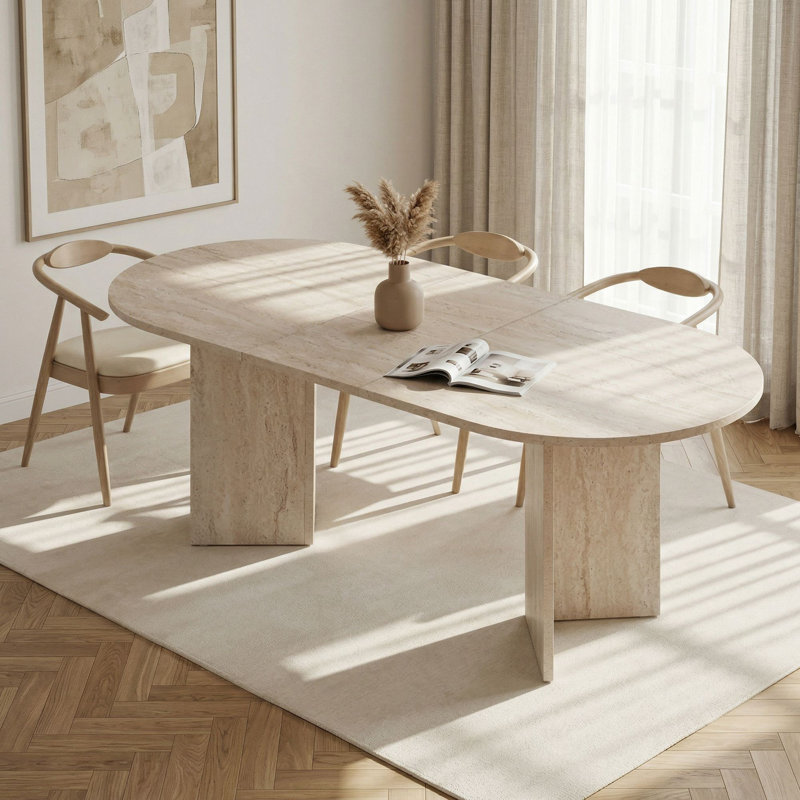 Table de salle à manger extensible, Travertin