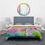 Girafe blanche dessin sur arc-en-ciel - ensemble de housse de couette Art pour enfants - microfibre de polyester-66393582