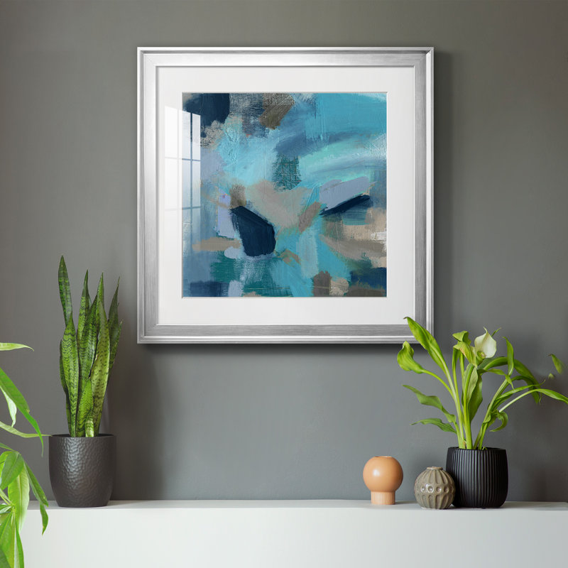 Painted Elephant II - Peinture encadrée, H 22,5 po x l 22,5 po x P 1,5 po, Encadrement argenté