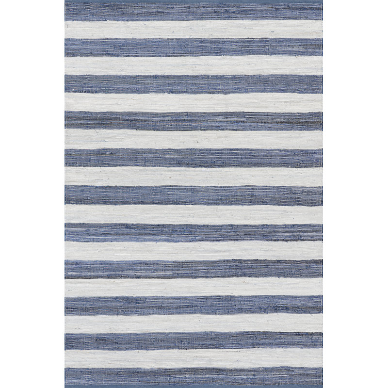 Home Conservatory Striped Rag Handwoven Cotton Area Rug, Runner 2'6" x 8'