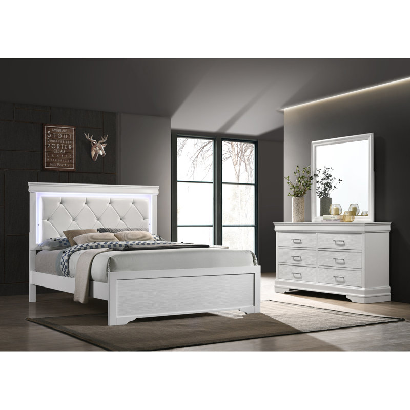 Commode moderne à 6 tiroirs en bois, Blanc