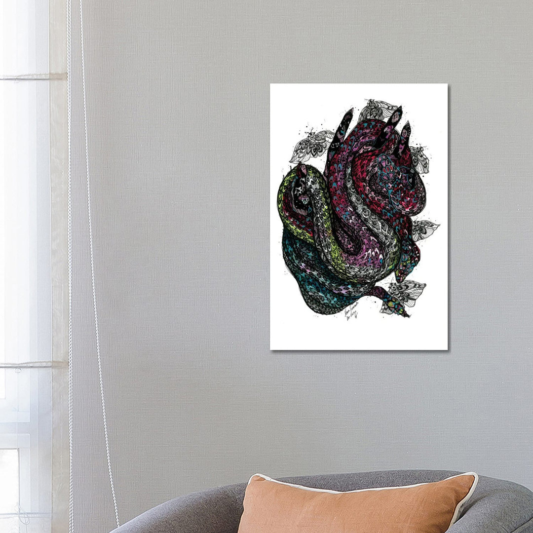 Pink Snake von Maria Susarenko - Galerie-verpackte Leinwand Giclée auf Leinwand