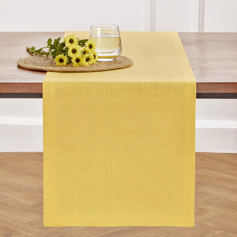 Diana - 100% Pure Linen Table Runner, 60" x 14", Marigold Yellow
