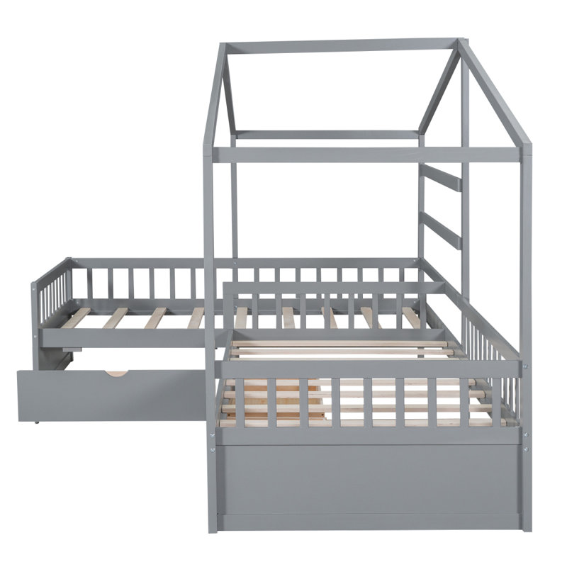Lit plat House House avec trois tiroirs de rangement,