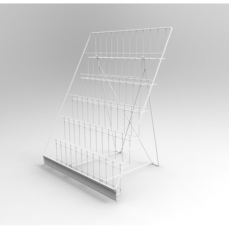 Louvenia 6-Tiered Wire Display Rack For Tabletops, 2.5" Open Shelves, With Header - White