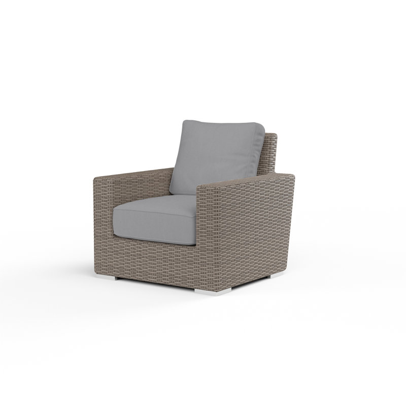 Naomie Patio Chair with Sunbrella® Cushion, Canvas Flax Sunbrella® Canvas, Driftwood