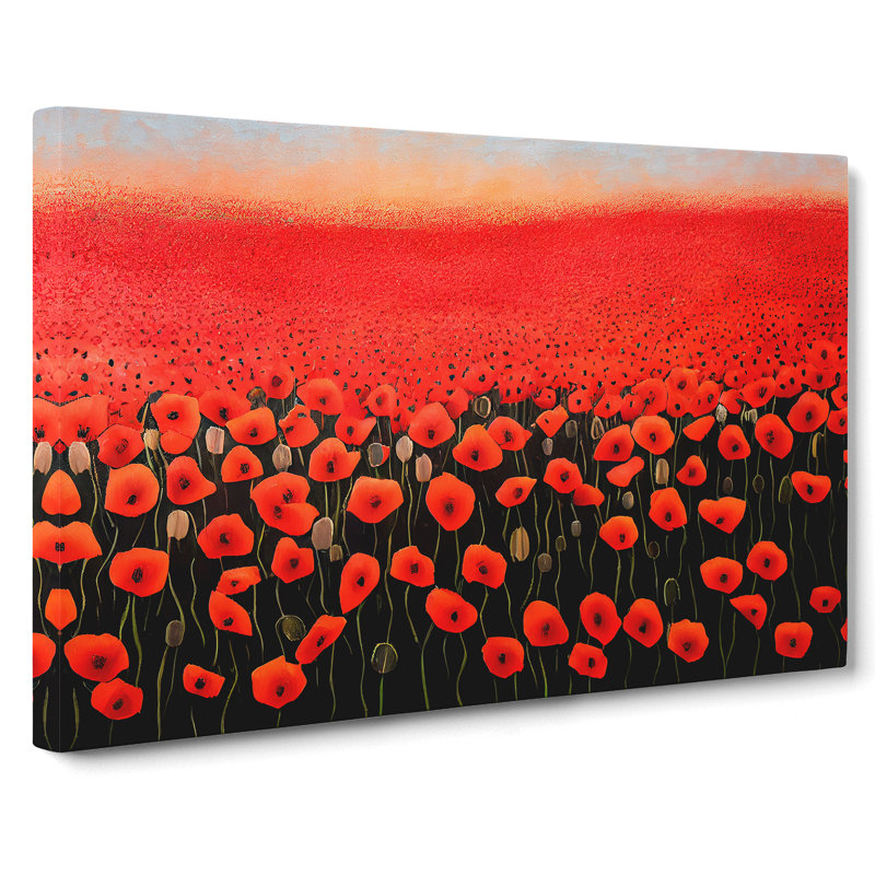Adventurous Poppy Field Flowers - Wrapped Canvas, 50cm H x 76cm W x 3cm D