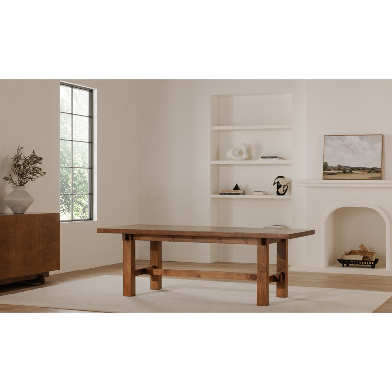 Octavia Rectangular Solid Wood Dining Table, 42" W x 109" L