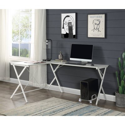 Bureau d'ordinateur à finition blanche Dazenus (sans la chaise de bureau)