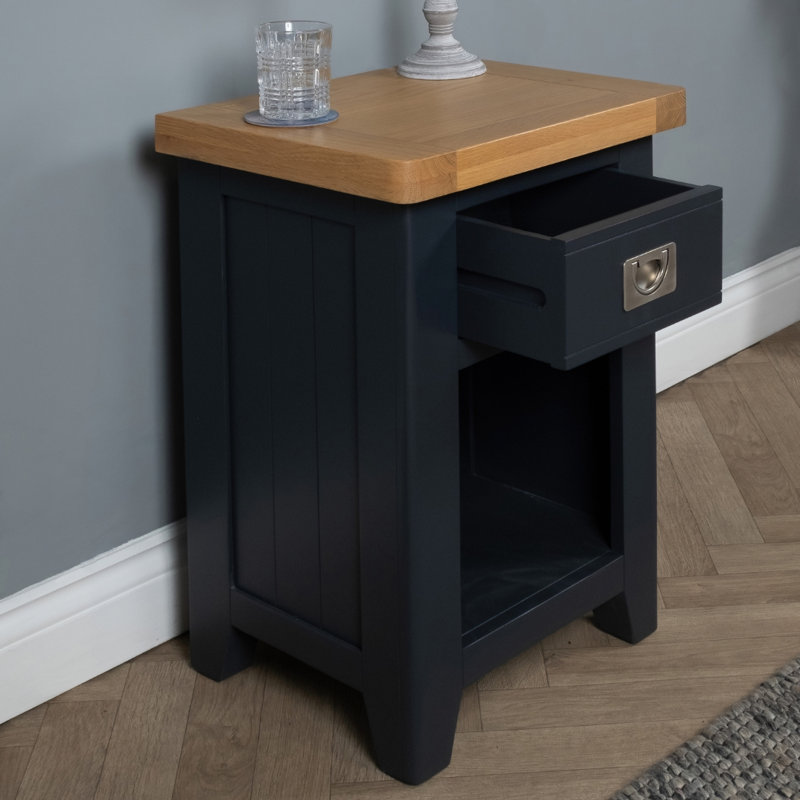 Altti 47cm W Solid Wood Bedside Table, Blue