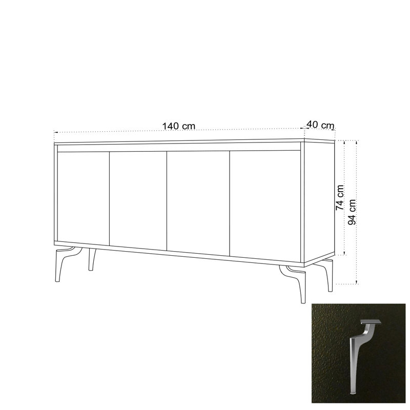 Chacko 140cm Console Table, Black/White
