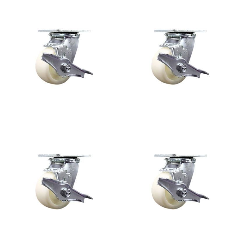 Roulettes pivotantes en acier inoxydable et nylon