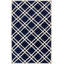 Tapis bleu foncé / ivoire en laine touffeté à la main à motif géométrique Sanyiah-19273412