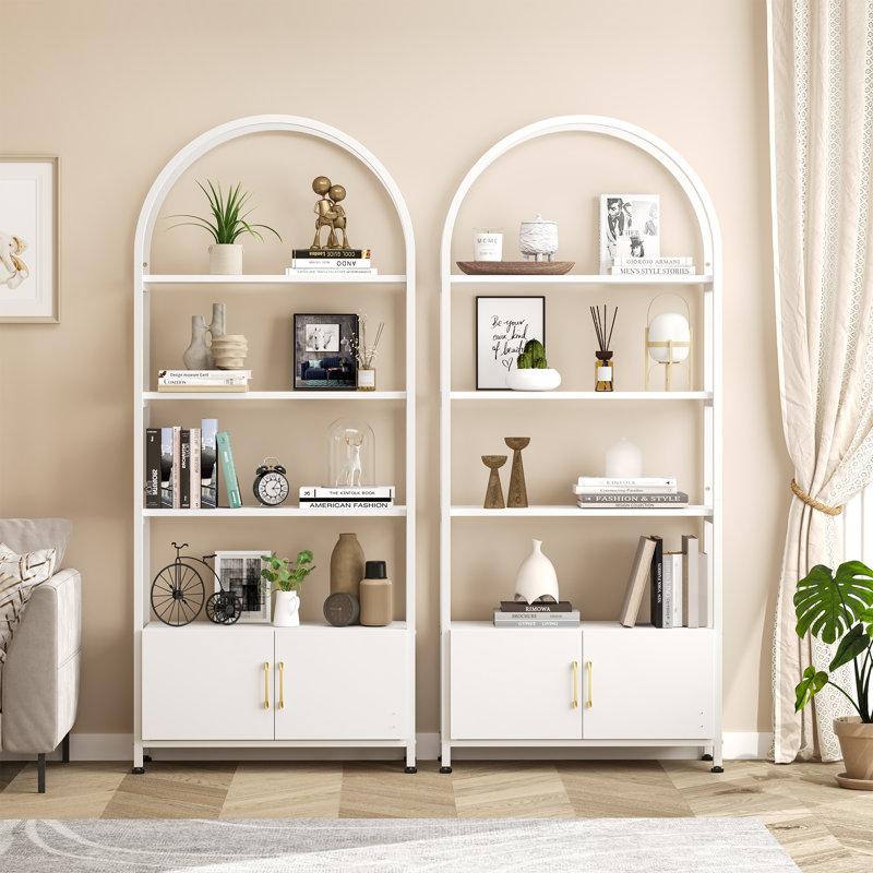 181.7cm H x 80.1cm W Iron Bookcase, White