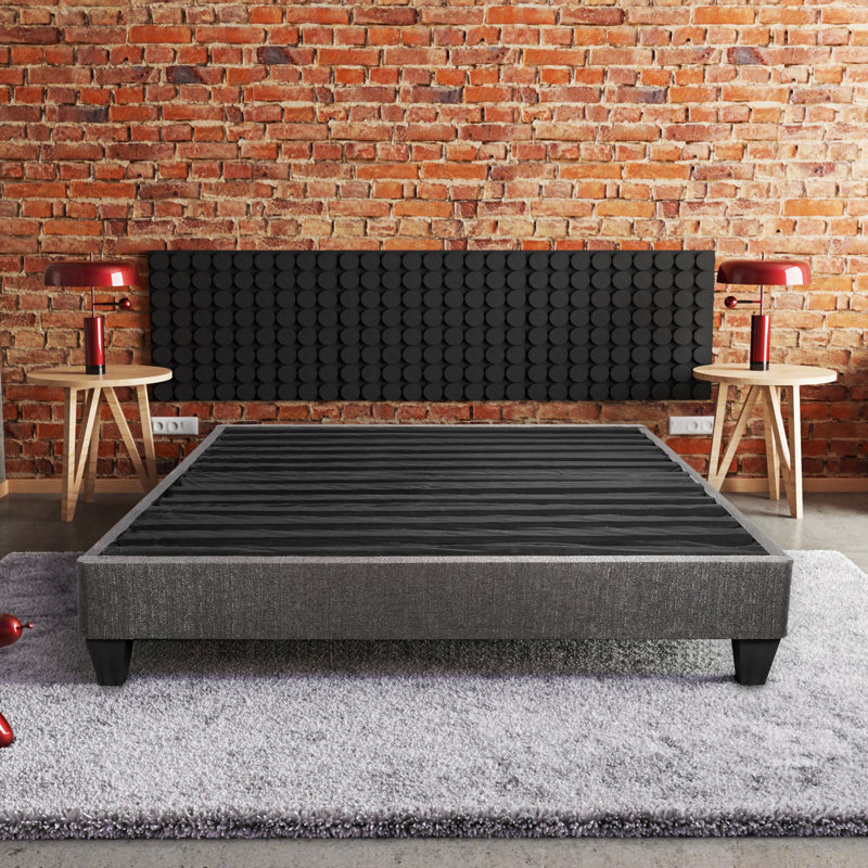 Contemporain 14 po Base de matelas plateforme, base de lit rembourrée, gris foncé