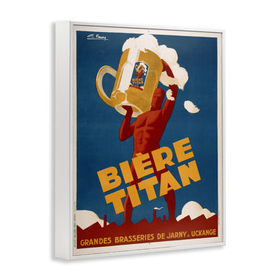 Antique Holding Beer Advertisement Framed Giclee Art, Design By Marcus Jules