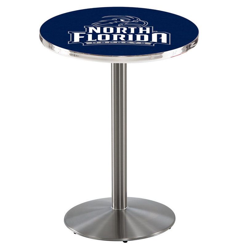 Round Metal Base Dining Table, Stainless Steel, University of North Florida
