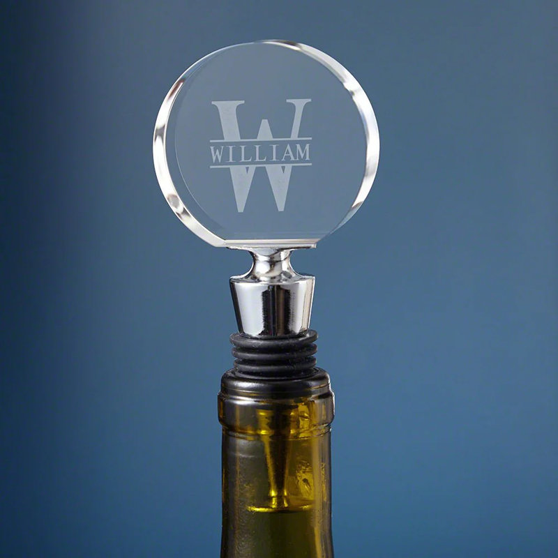 Custom Engraved Optic Crystal Wine Stopper With Stainless Steel Base, Yes
