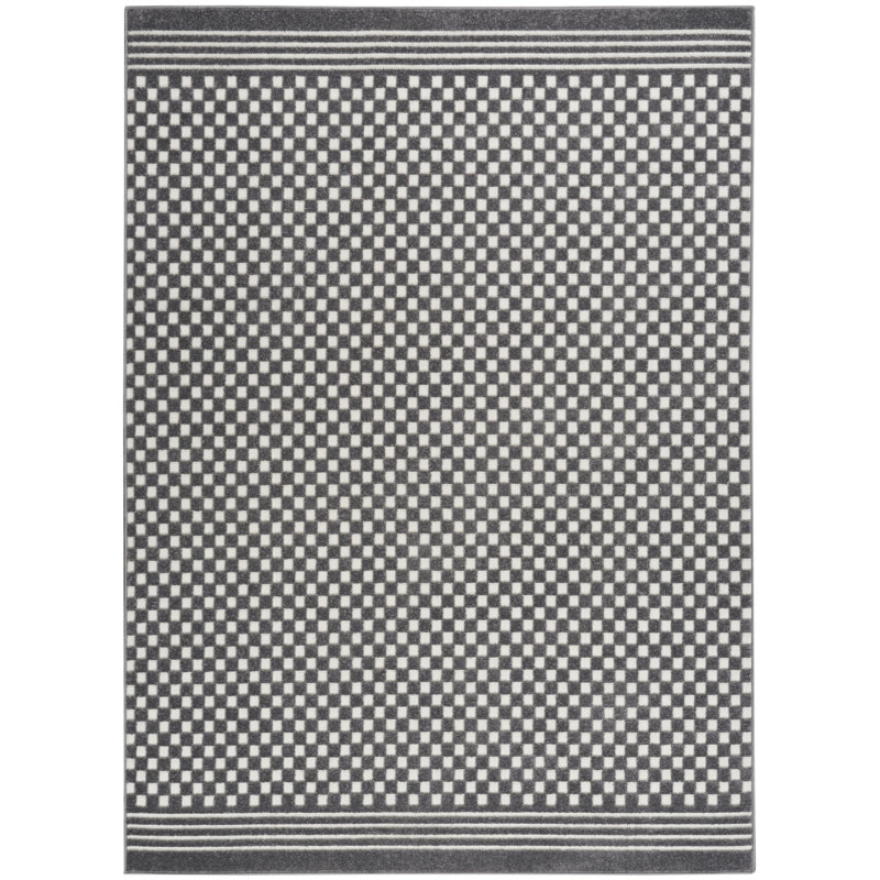 Tapis d'intérieur moderne gris sans souci Ebern Designs, Rectangle 3 pi 11 po x 5 pi 11 po