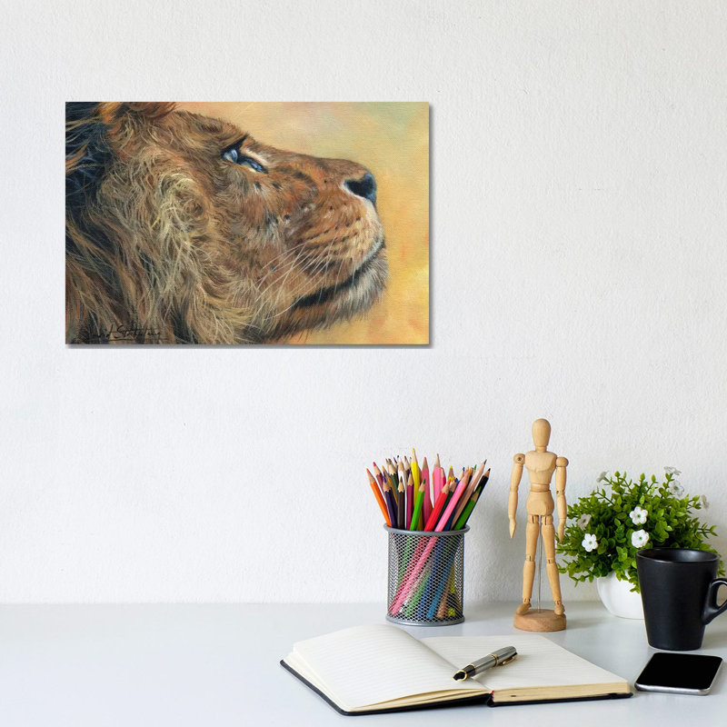Lion Profile by David Stribbling - Print on Canvas, Wrapped Canvas, 20.32 cm H x 30.48 cm W