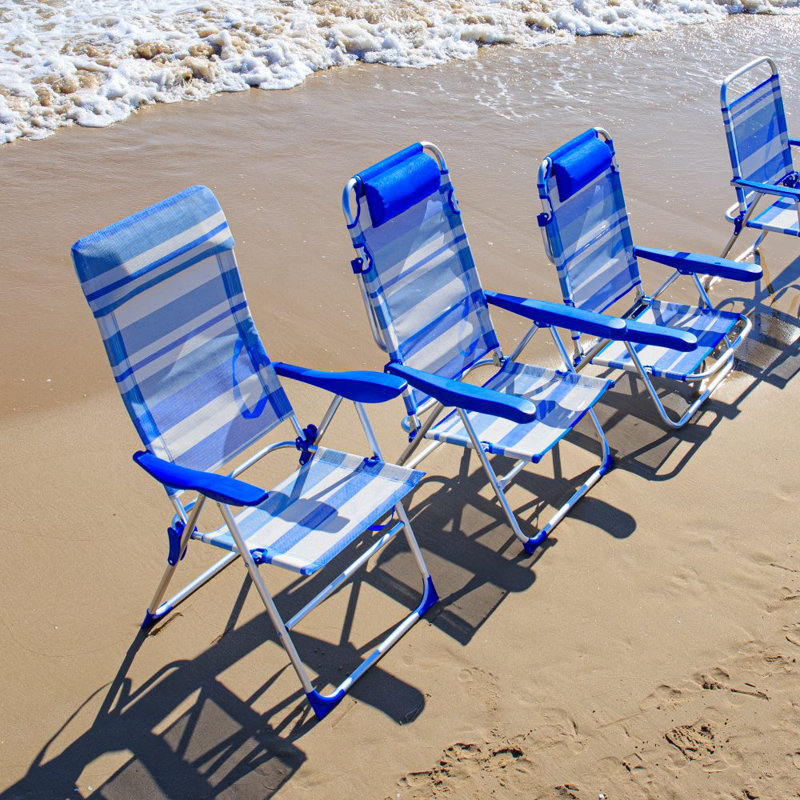 Anisse Folding Beach Chair, Blue/White