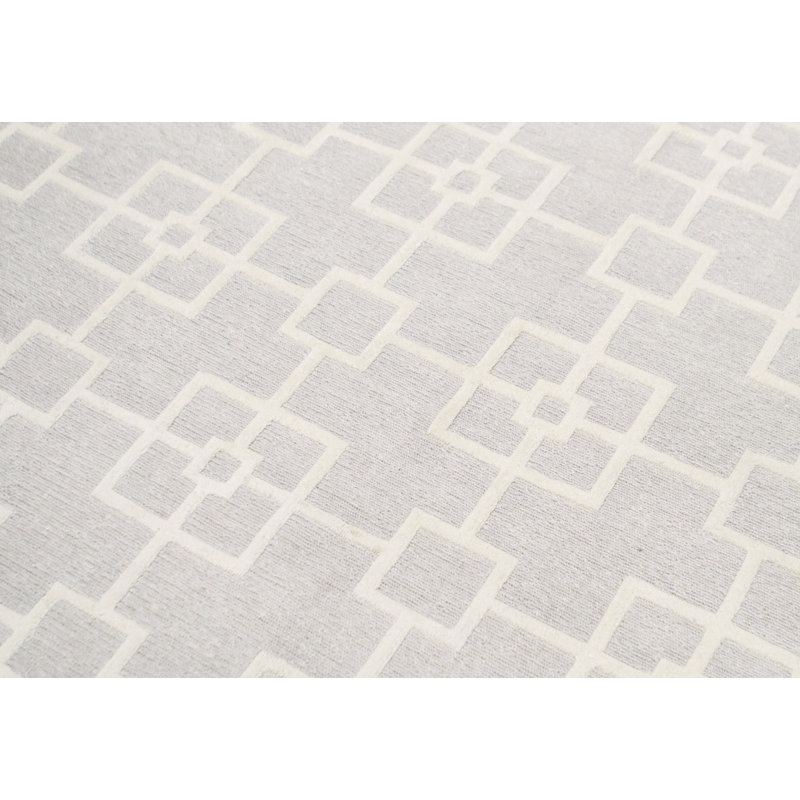 Himalayan Wool Geometric Area Rug in Silver/Brown