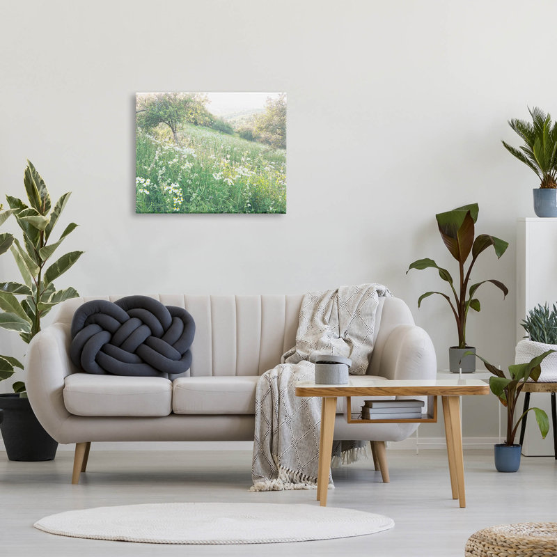 «Spring Meadow Grassland Field», estampe numérique par Leah Straatsma, H 24 po x l 30 po x P 1,5 po, Cadre blanc