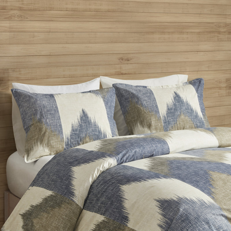 Alpine Printed Cotton Duvet Cover Set, King/Cal. King Duvet Cover + 2 King Shams, Blue