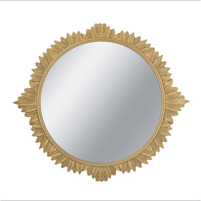 Miroir mural rond 35,5 x 31,5 po en panneau de fibres à densité moyenne avec cadre doré