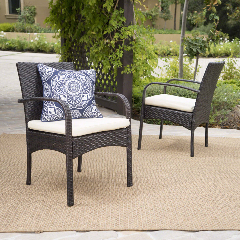 Ensemble de 2 chaises d'extérieur en osier, Beige, Brun
