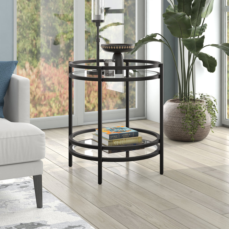 Antoinette Glass Top End Table, Black