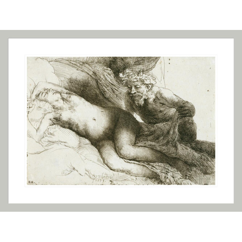 «Jupiter and Antiope» par Rembrandt van Rijn - Reproduction giclée encadrée, 22.15" H x 29.5" W
