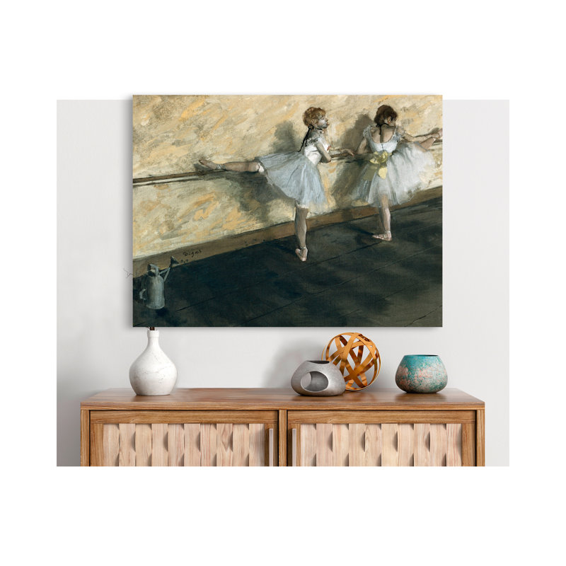 'Dancers Practicing at the Barre' by Edgar Degas - Wrapped Canvas Painting Print, 90cm H x 120cm W x 4cm D