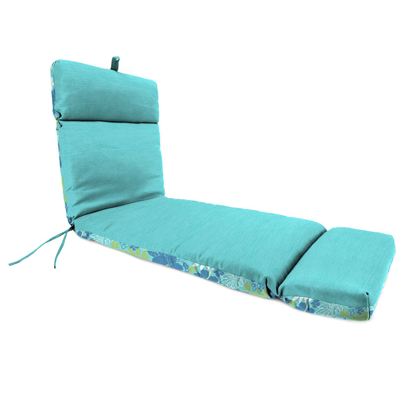 72" x 23" Reversible Outdoor Chaise Lounge Cushion, Blue Floral