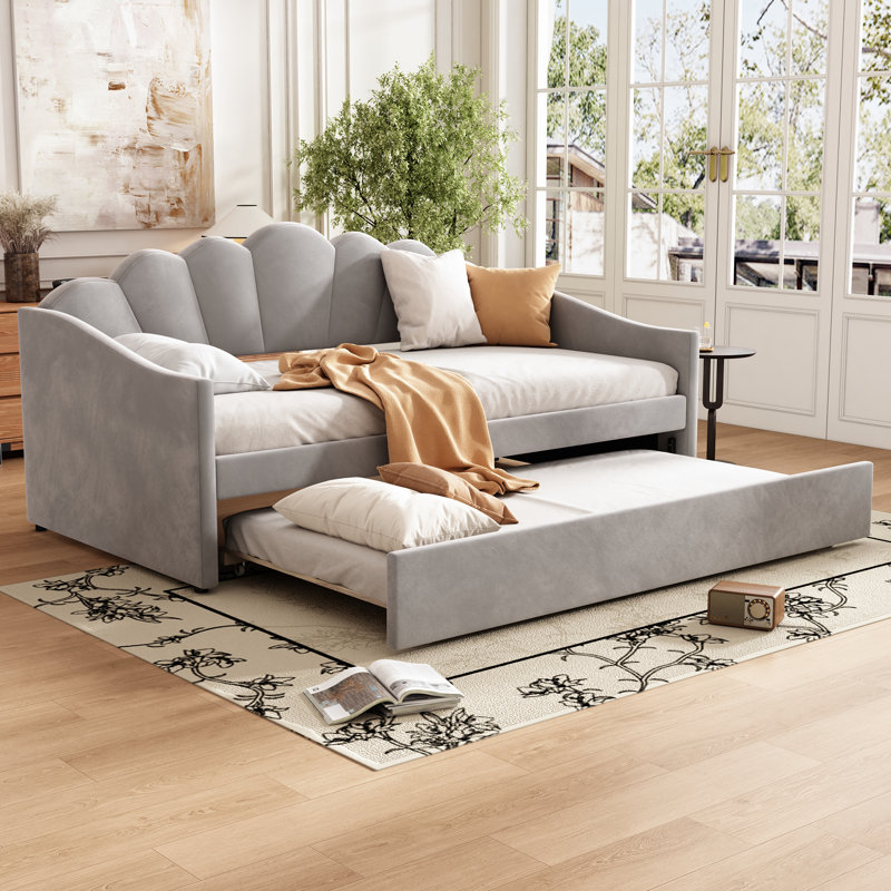 Aalexus Upholstered Velvet Daybed with Trundle Bed