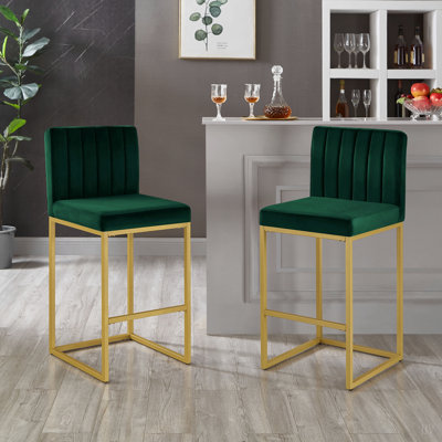 Modern Fashion Counter Height Stool Full Backrest and Sturdy Iron Legs, Set of 2 Versatile Bar Chair