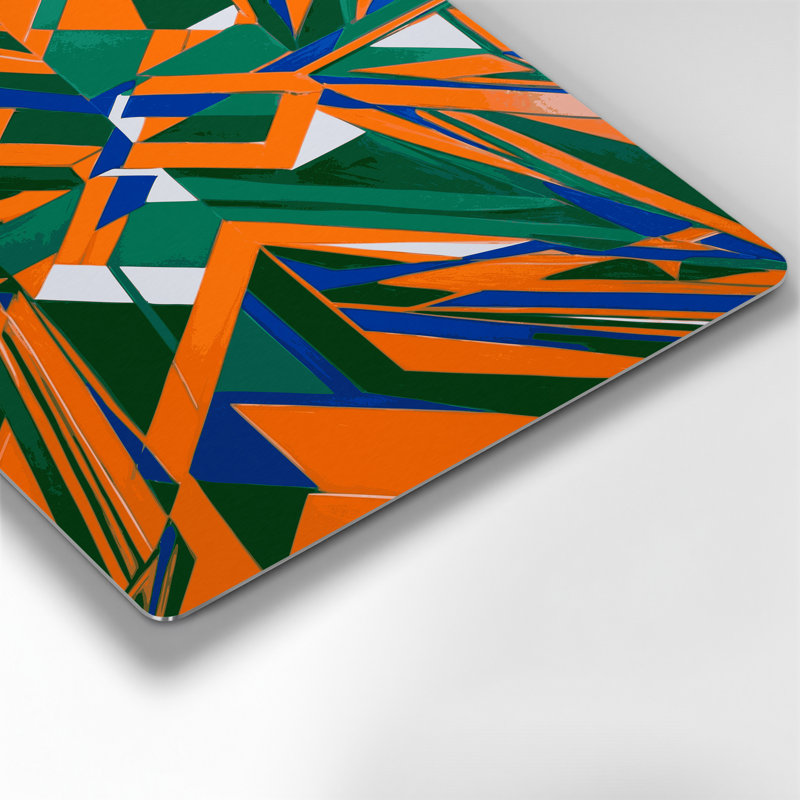 Art mural Hard Edge 54 en métal orange, H 20 po x l 24 po
