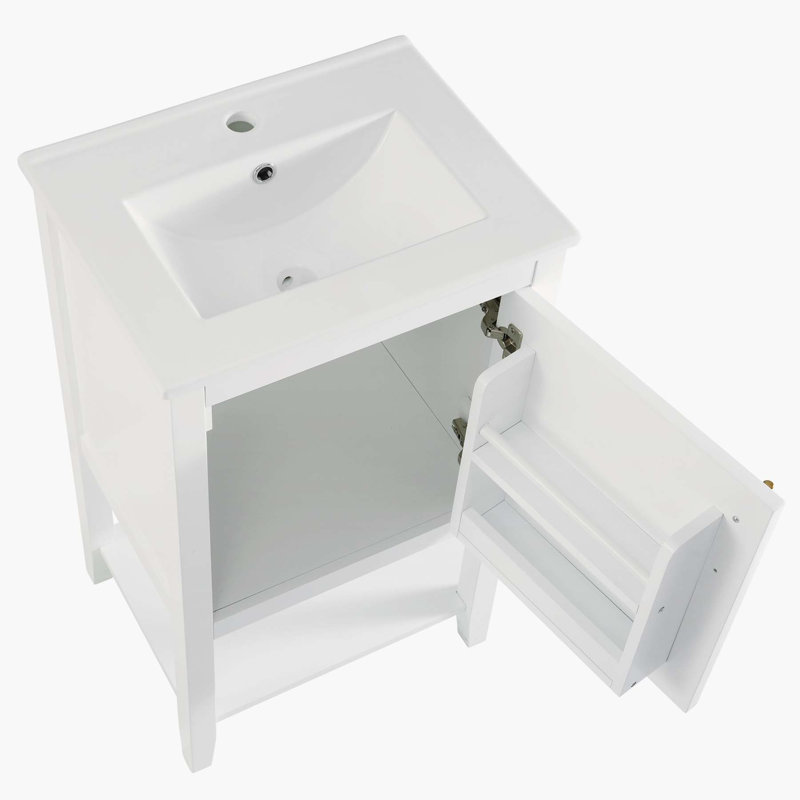 Meuble-lavabo polyvalent avec plusieurs options de rangement et fabrication durable, Blanc