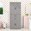 Armoire de rangement autoportante minimaliste avec tablette réglable, tiroirs et sécurité anti-basculement-698177896