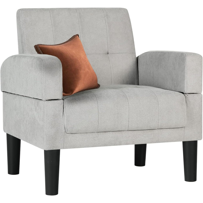 Britni Upholstered Armchair, Light Gray 100% Linen