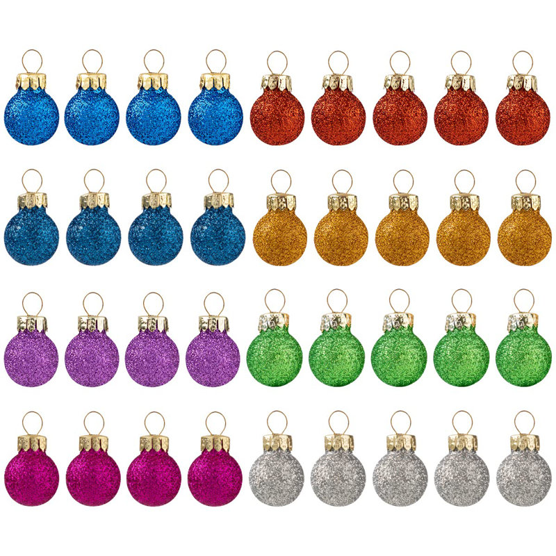 Ornements de 36 mini boules de Noël en verre scintillant, 1 pouce, multicolore