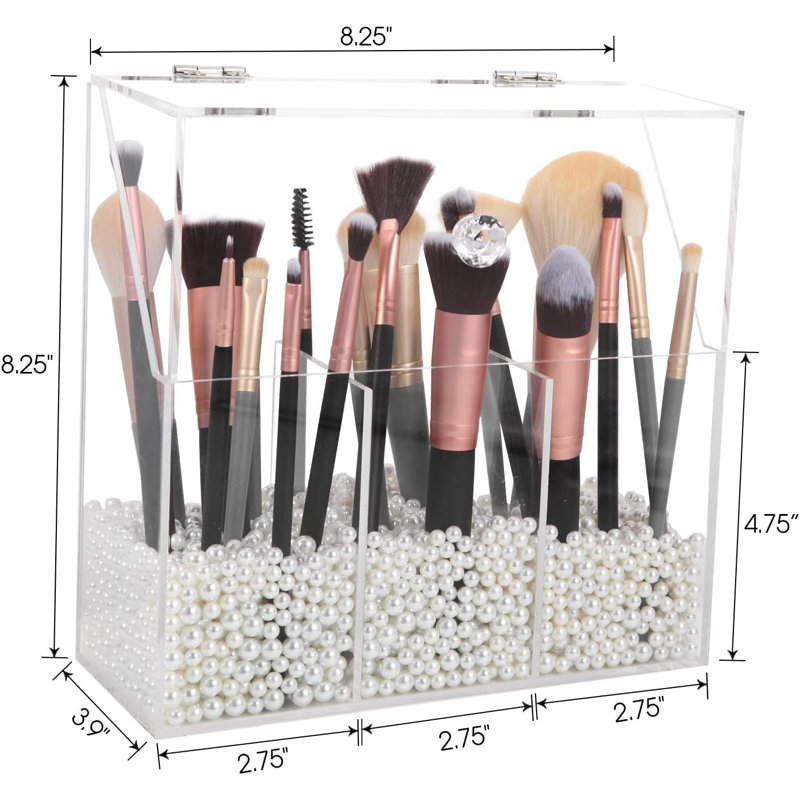Acrylic 3 Compartment Makeup Organizer