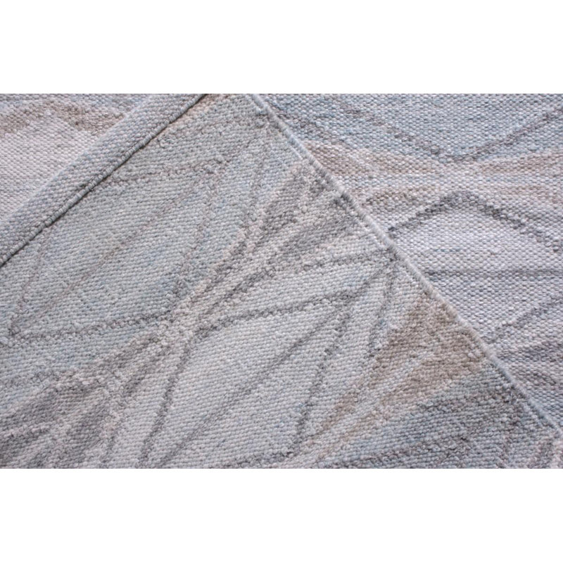 Scandinavian Hand Knotted Wool Geometric Area Rug, Rectangle 10' x 14'