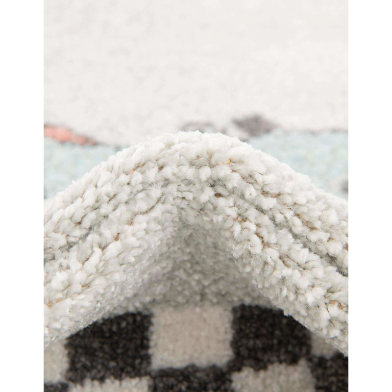 Gray Synthetic Easy Care Stain-resistant Kids Runner Rug